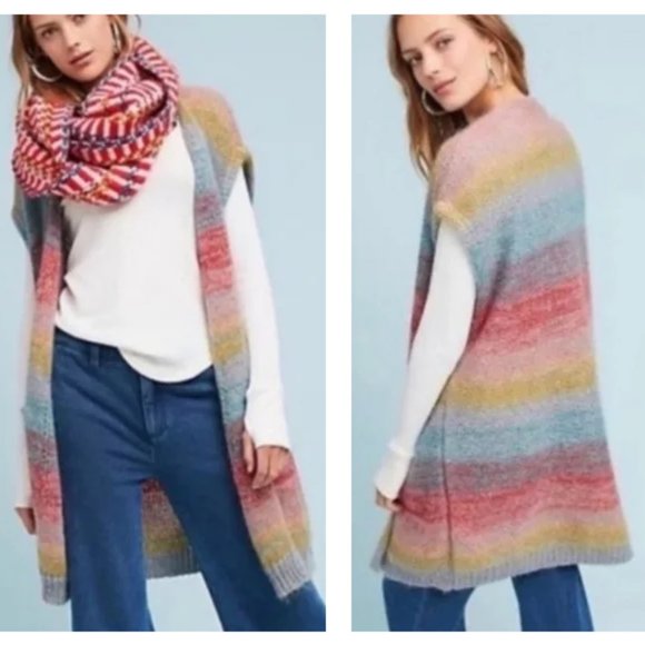 Moth Sweaters - MOTH Women's Sz XS/Small Rinda Mohair Wool Knit Blend Oversized Vest Cardigan